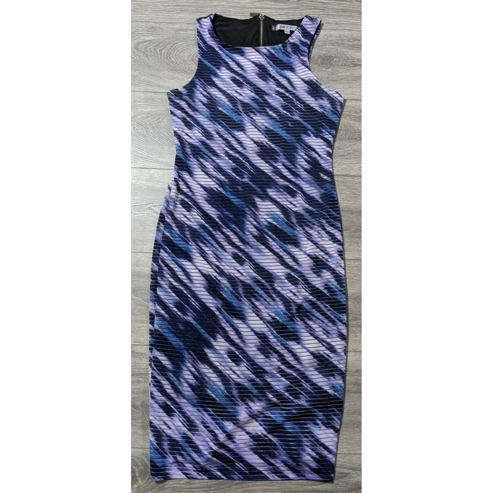 Jennifer Lopez Midi Dress Adult Size 6 Purple Blue Abstract Sleeveless Womens